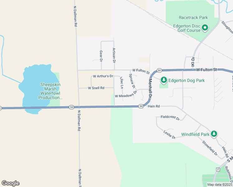 map of restaurants, bars, coffee shops, grocery stores, and more near 2129 West Arthur's Drive in Edgerton