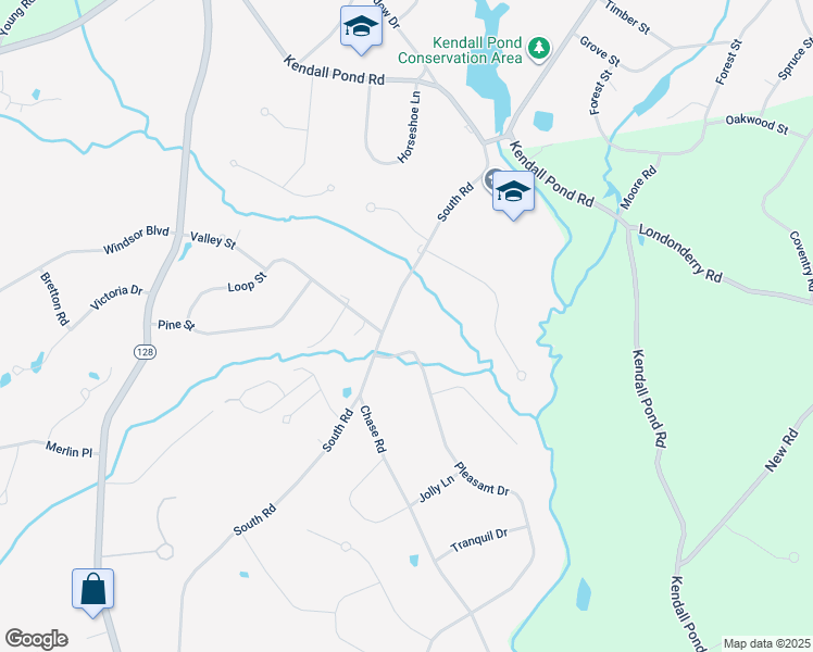 map of restaurants, bars, coffee shops, grocery stores, and more near 66 South Road in Londonderry
