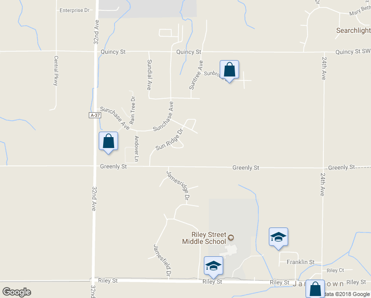 map of restaurants, bars, coffee shops, grocery stores, and more near 2888 Sun Ridge Lane in Hudsonville