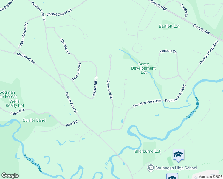map of restaurants, bars, coffee shops, grocery stores, and more near 13 Deerwood Drive in Amherst