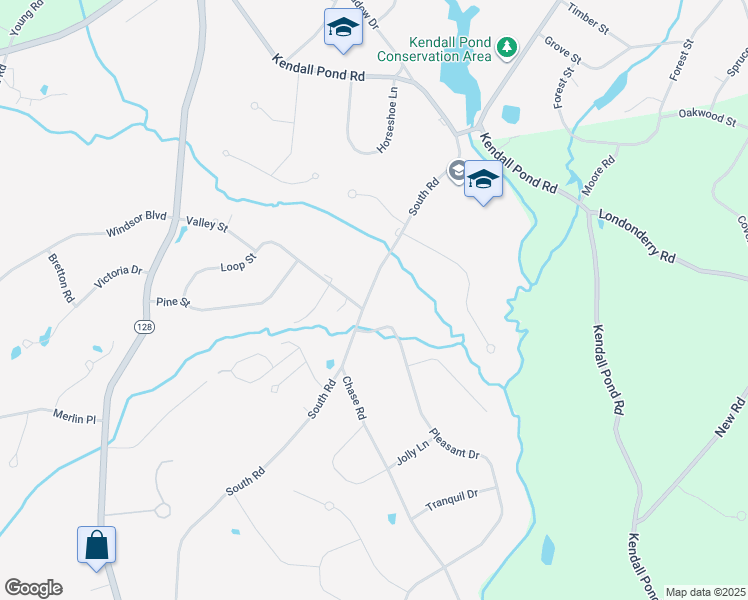 map of restaurants, bars, coffee shops, grocery stores, and more near 66 South Road in Londonderry