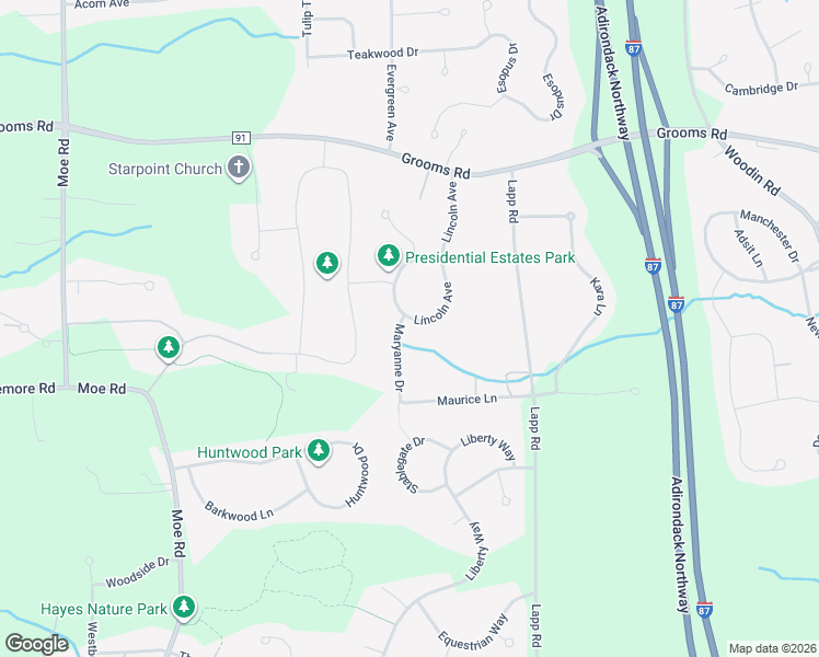 map of restaurants, bars, coffee shops, grocery stores, and more near 24 Maryanne Drive in Saratoga County