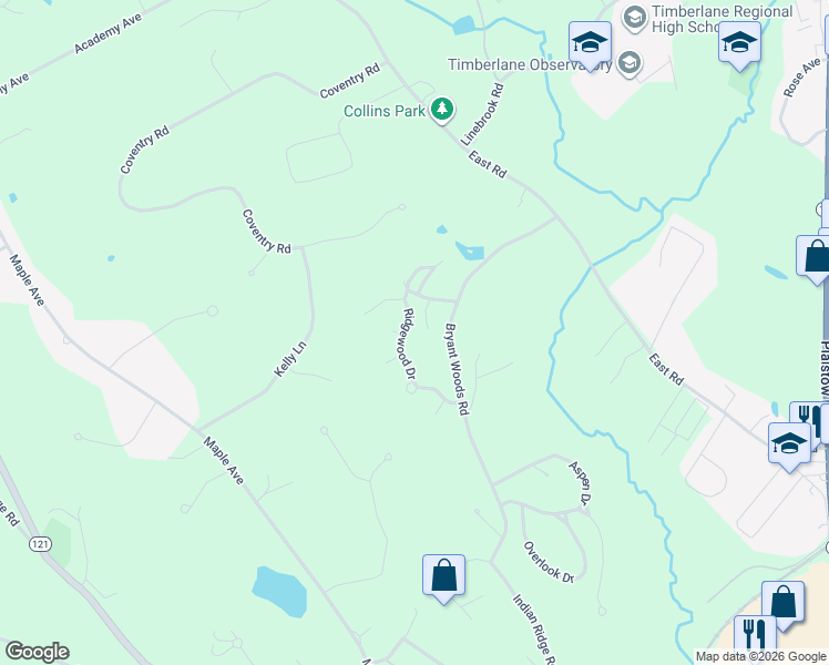 map of restaurants, bars, coffee shops, grocery stores, and more near 20 Ridgewood Drive in Atkinson