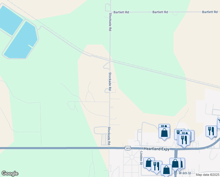 map of restaurants, bars, coffee shops, grocery stores, and more near 45 Stockade Road in Chadron