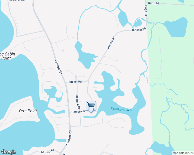 map of restaurants, bars, coffee shops, grocery stores, and more near 1327 Butcher Road in Fenton