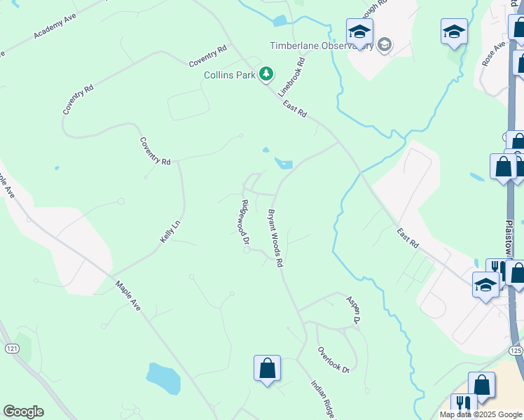 map of restaurants, bars, coffee shops, grocery stores, and more near 7 Rosewood Court in Atkinson