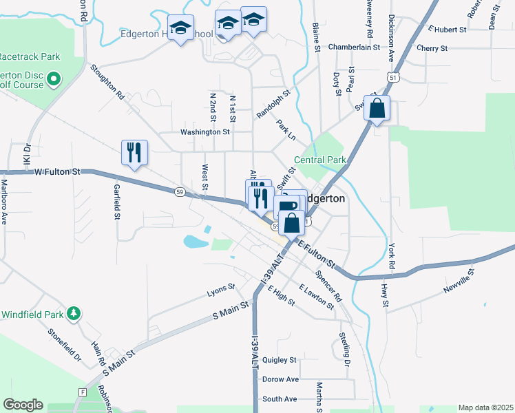 map of restaurants, bars, coffee shops, grocery stores, and more near 13 Albion Street in Edgerton