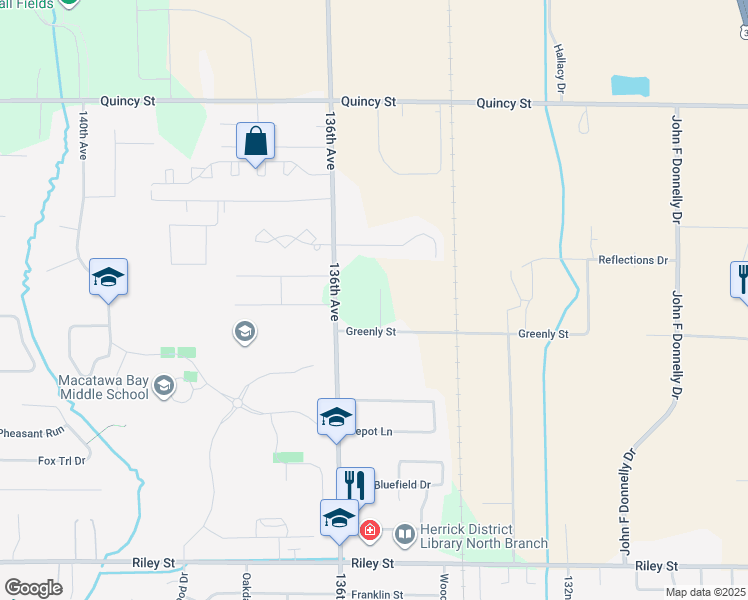 map of restaurants, bars, coffee shops, grocery stores, and more near 1247 136th Avenue in Holland