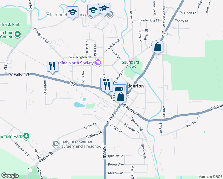 map of restaurants, bars, coffee shops, grocery stores, and more near 15 Swift Street in Edgerton