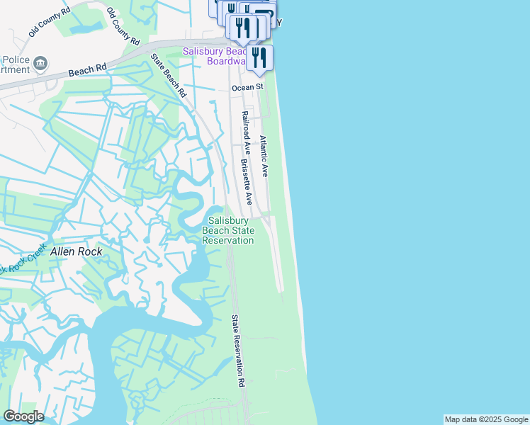 map of restaurants, bars, coffee shops, grocery stores, and more near 133 Railroad Avenue in Salisbury
