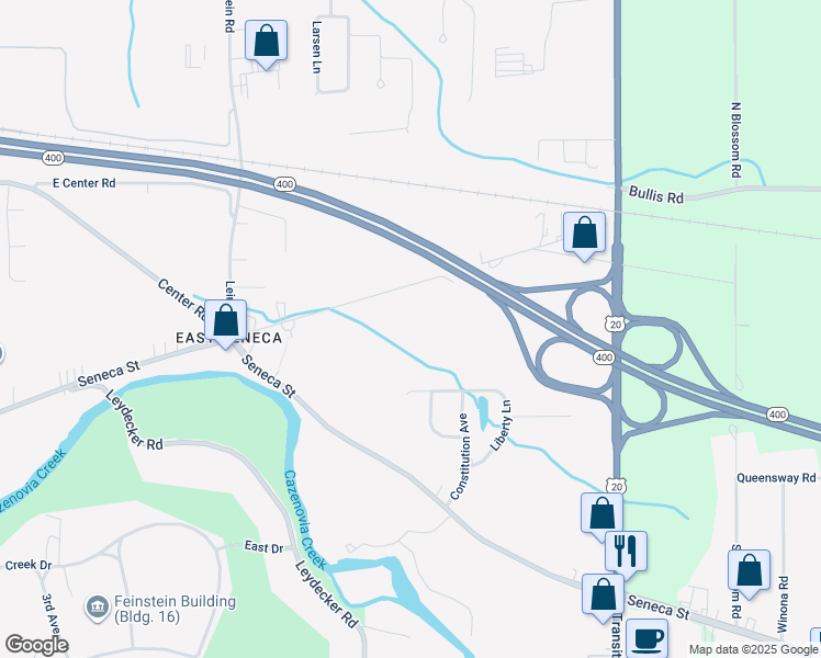 map of restaurants, bars, coffee shops, grocery stores, and more near 347 Bullis Rd in Buffalo