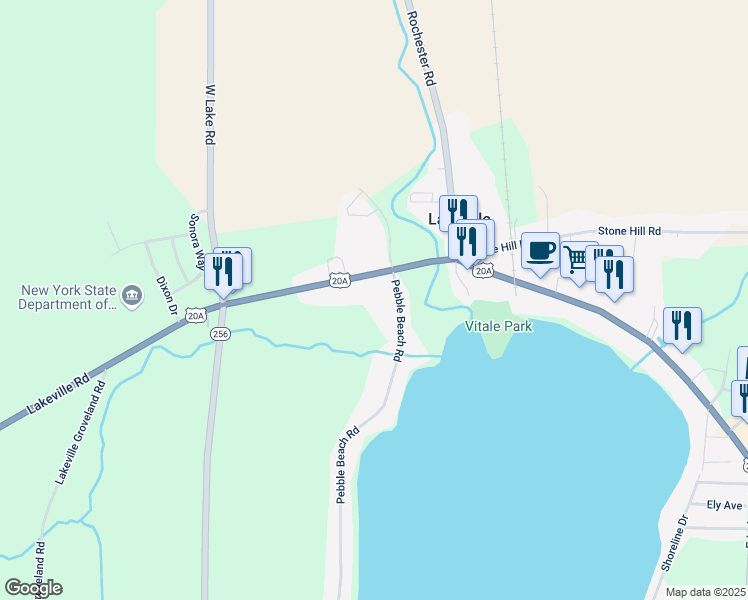 map of restaurants, bars, coffee shops, grocery stores, and more near 5708 Big Tree Road in Lakeville