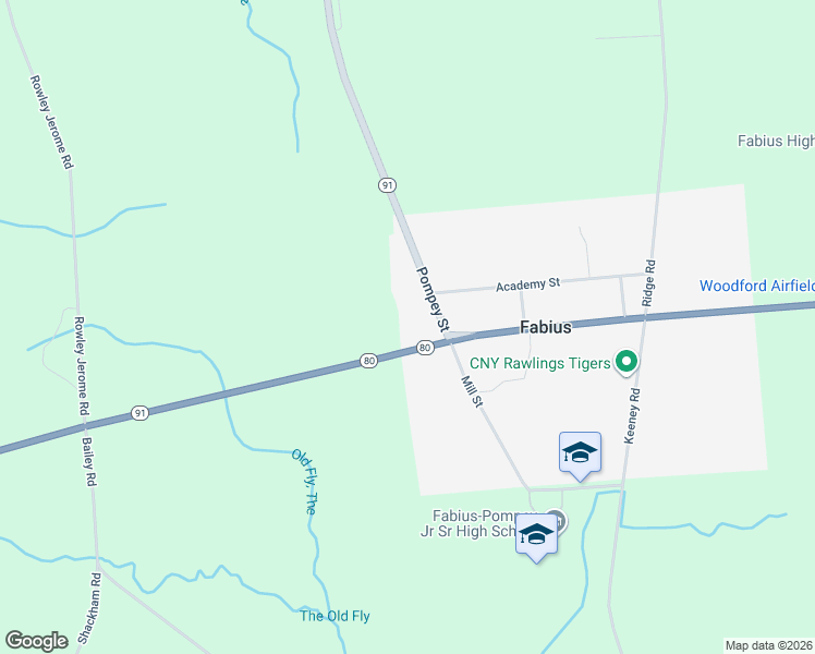 map of restaurants, bars, coffee shops, grocery stores, and more near 91 Off Route in Fabius