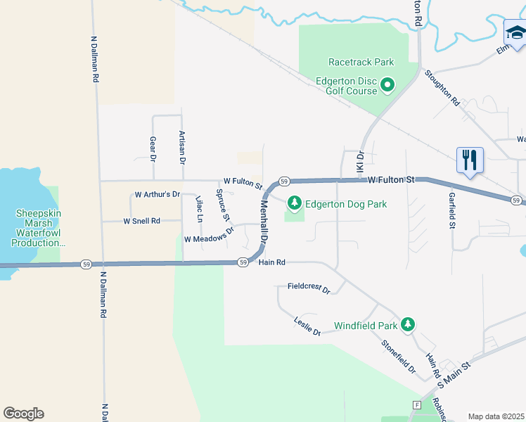 map of restaurants, bars, coffee shops, grocery stores, and more near 40 Menhall Drive in Edgerton