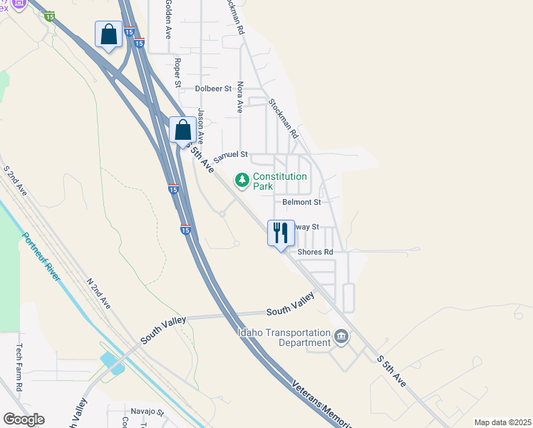 map of restaurants, bars, coffee shops, grocery stores, and more near 4353 Opal Avenue in Pocatello