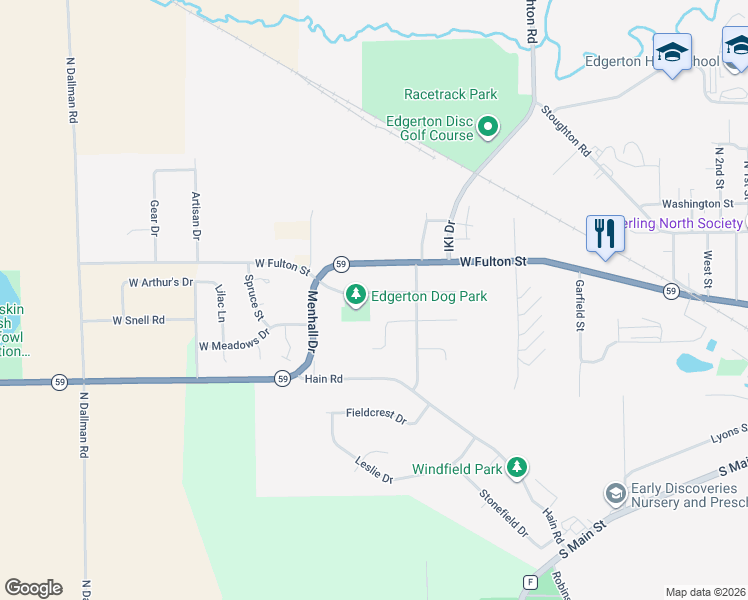 map of restaurants, bars, coffee shops, grocery stores, and more near 1238 Winston Drive in Edgerton