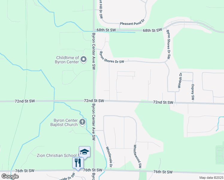 map of restaurants, bars, coffee shops, grocery stores, and more near 7150 Kelly Lee Drive Southwest in Byron Center