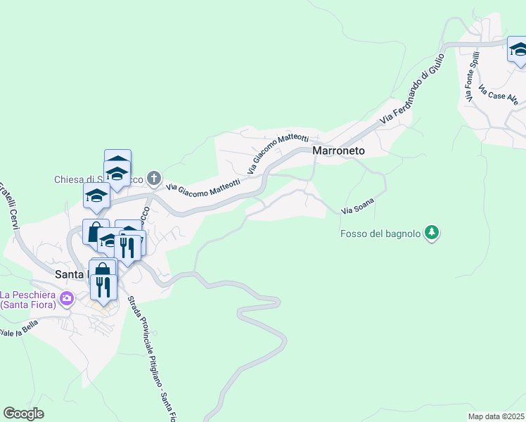 map of restaurants, bars, coffee shops, grocery stores, and more near 8 Via Case Raspini in Santa Fiora