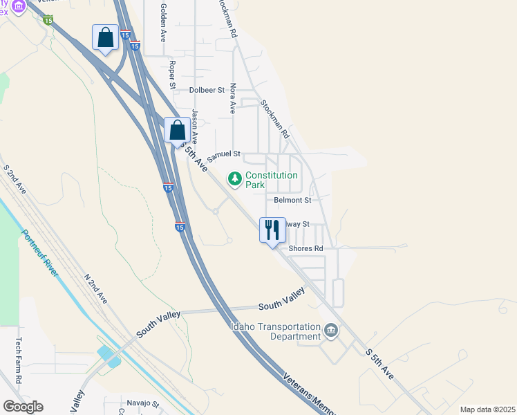 map of restaurants, bars, coffee shops, grocery stores, and more near 4361 Opal Avenue in Pocatello