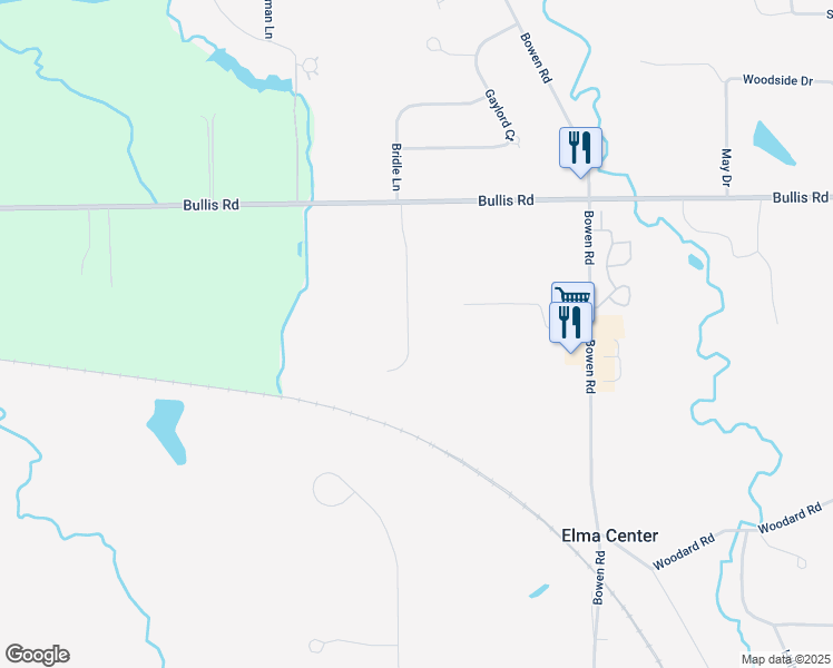 map of restaurants, bars, coffee shops, grocery stores, and more near 127 Hessland Court in Elma Center