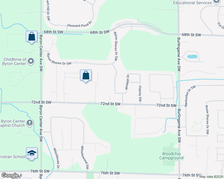 map of restaurants, bars, coffee shops, grocery stores, and more near 7071 Country Springs Drive Southwest in Byron Center