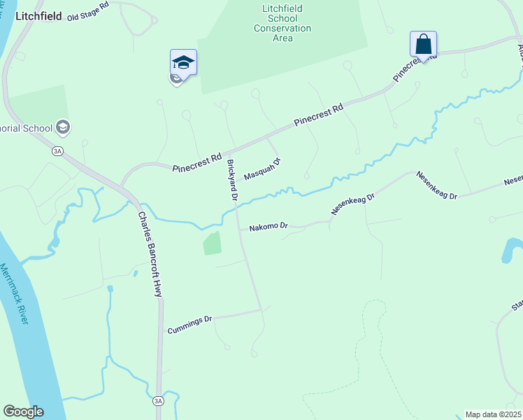 map of restaurants, bars, coffee shops, grocery stores, and more near 6 Nakomo Drive in Litchfield