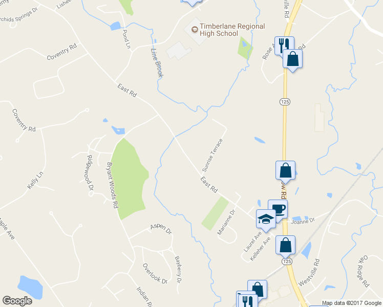 map of restaurants, bars, coffee shops, grocery stores, and more near 39 East Road in Plaistow