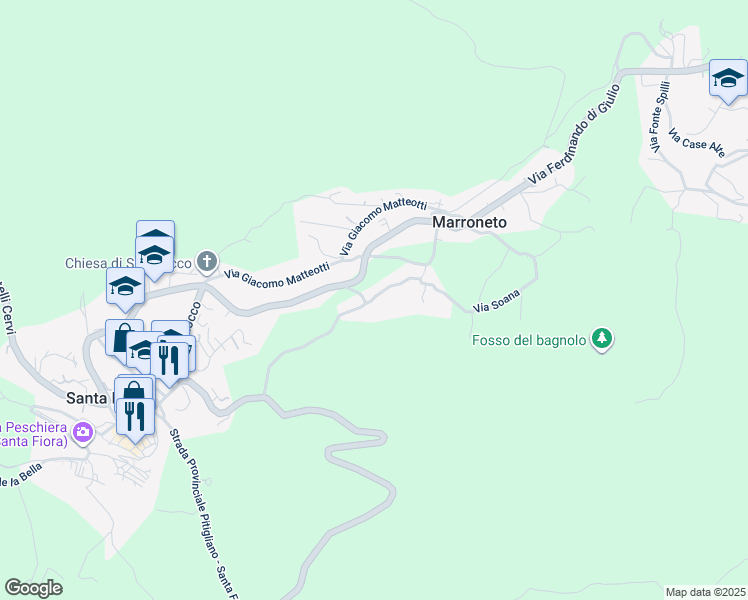 map of restaurants, bars, coffee shops, grocery stores, and more near 8 Via Case Raspini in Santa Fiora