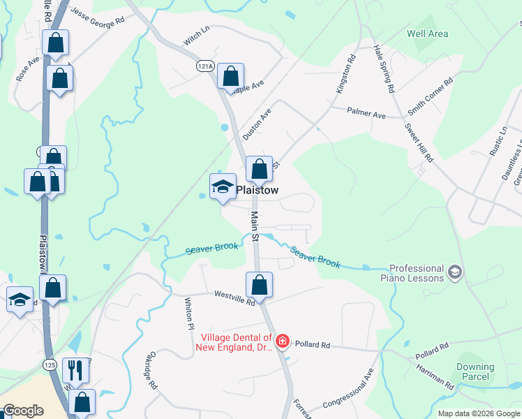 map of restaurants, bars, coffee shops, grocery stores, and more near 133 Main Street in Plaistow
