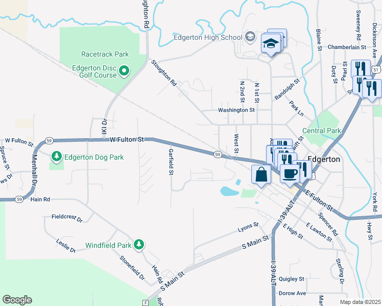 map of restaurants, bars, coffee shops, grocery stores, and more near 709 West Fulton Street in Edgerton