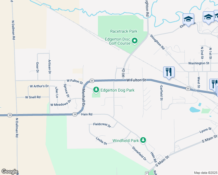 map of restaurants, bars, coffee shops, grocery stores, and more near 1202 Winston Drive in Edgerton