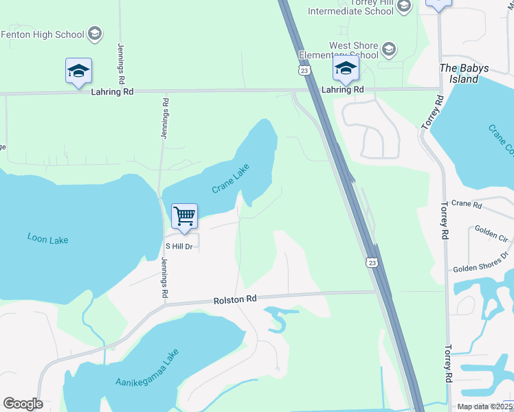 map of restaurants, bars, coffee shops, grocery stores, and more near 3296 Horrell Court in Fenton