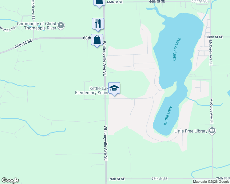 map of restaurants, bars, coffee shops, grocery stores, and more near 8451 Garbow Drive Southeast in Alto