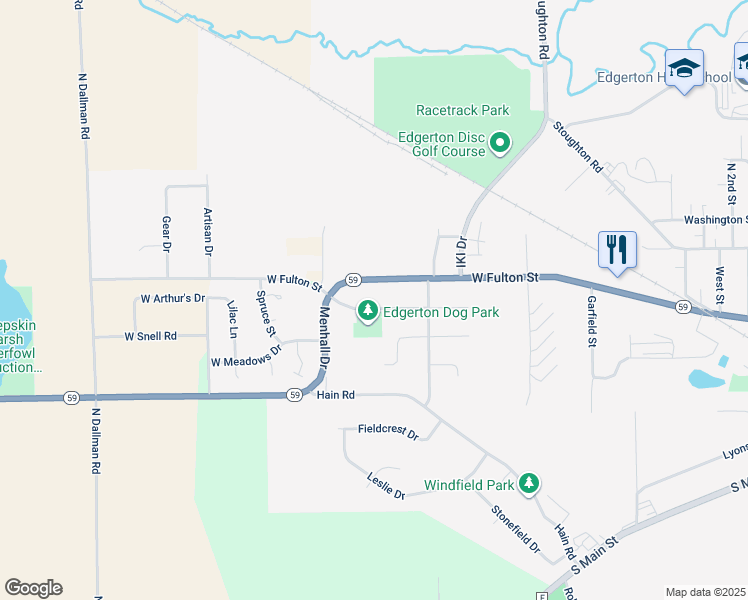 map of restaurants, bars, coffee shops, grocery stores, and more near 1238 Winston Drive in Edgerton
