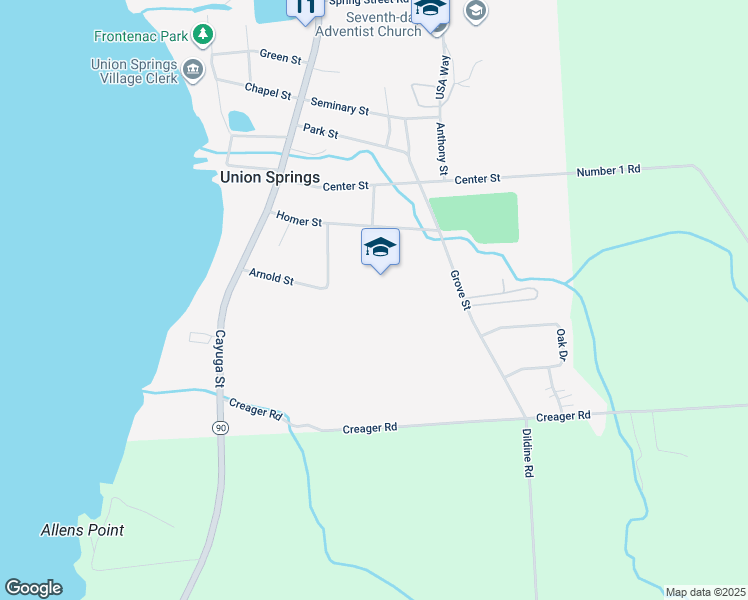 map of restaurants, bars, coffee shops, grocery stores, and more near 26 Homer Street in Union Springs