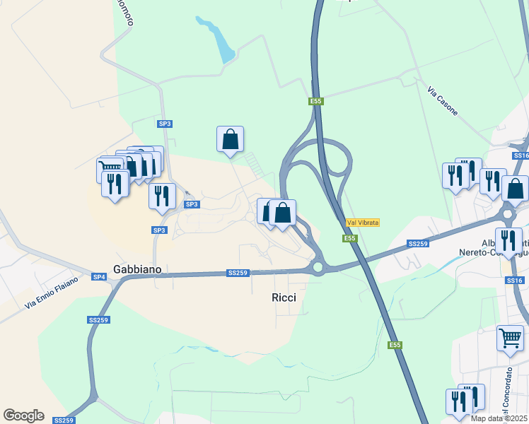 map of restaurants, bars, coffee shops, grocery stores, and more near Contrada Vibrata in Teramo