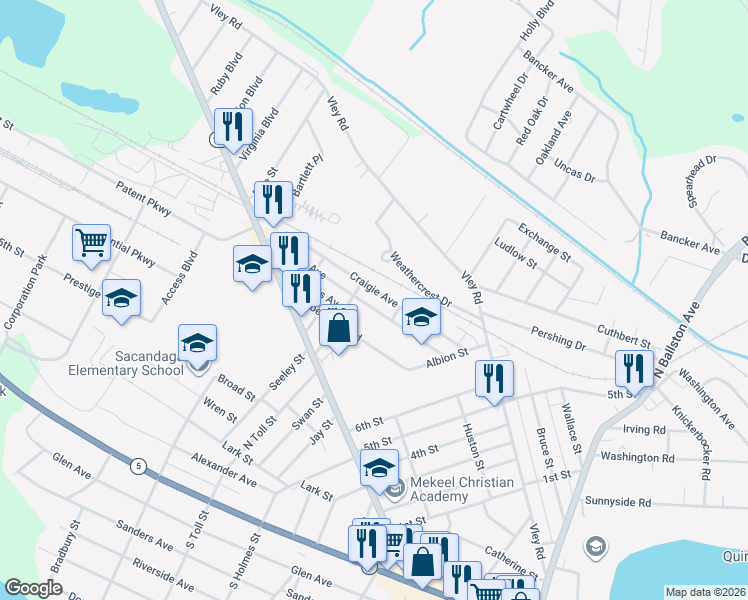 map of restaurants, bars, coffee shops, grocery stores, and more near 101 Craigie Avenue in Scotia