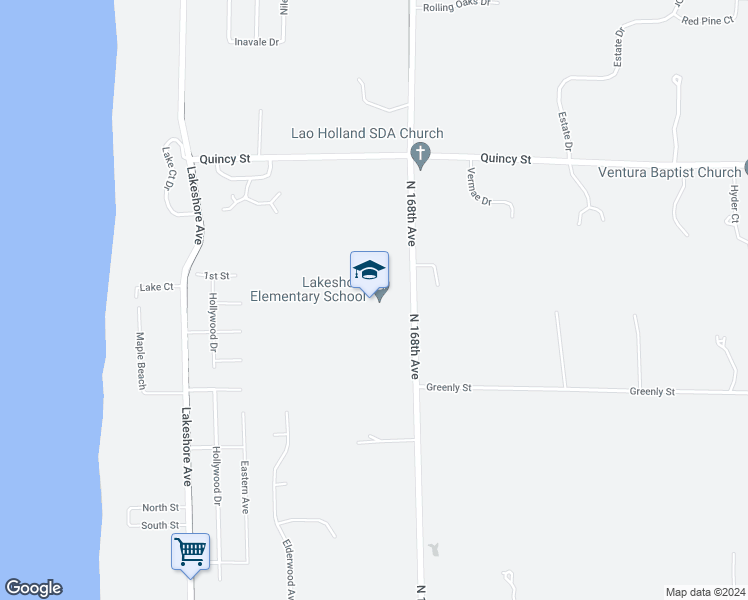 map of restaurants, bars, coffee shops, grocery stores, and more near 3765 North 168th Avenue in Holland