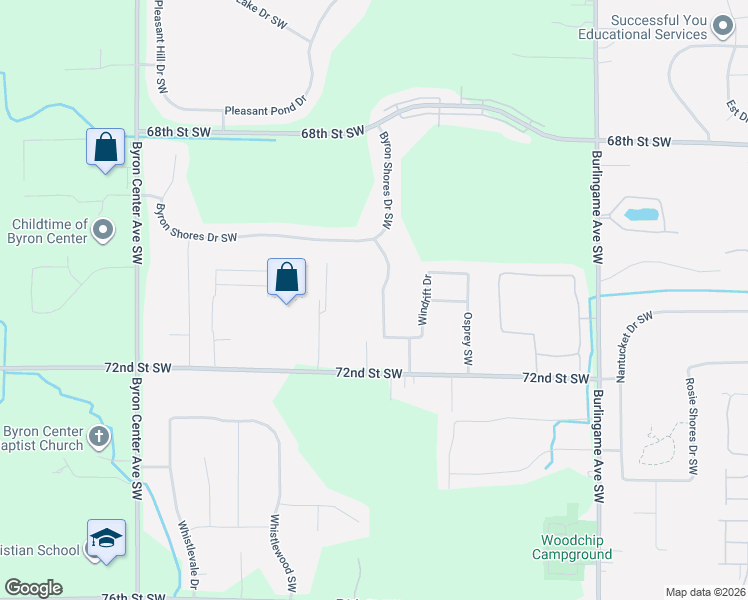 map of restaurants, bars, coffee shops, grocery stores, and more near 7031 Country Springs Drive Southwest in Byron Center