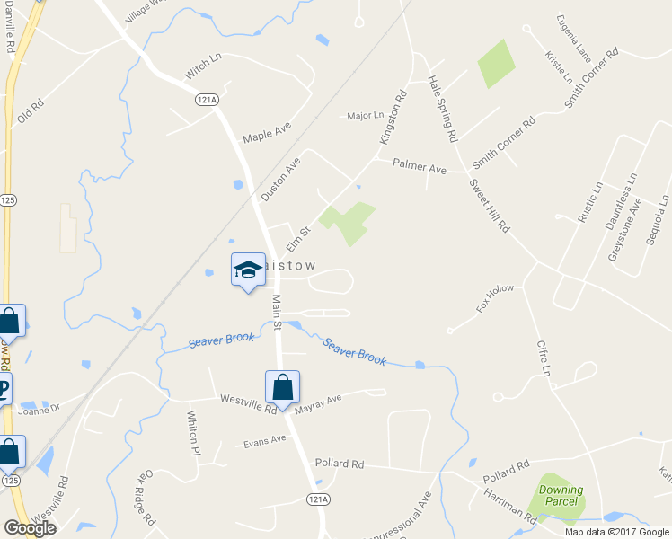 map of restaurants, bars, coffee shops, grocery stores, and more near 17 Center Circle in Plaistow