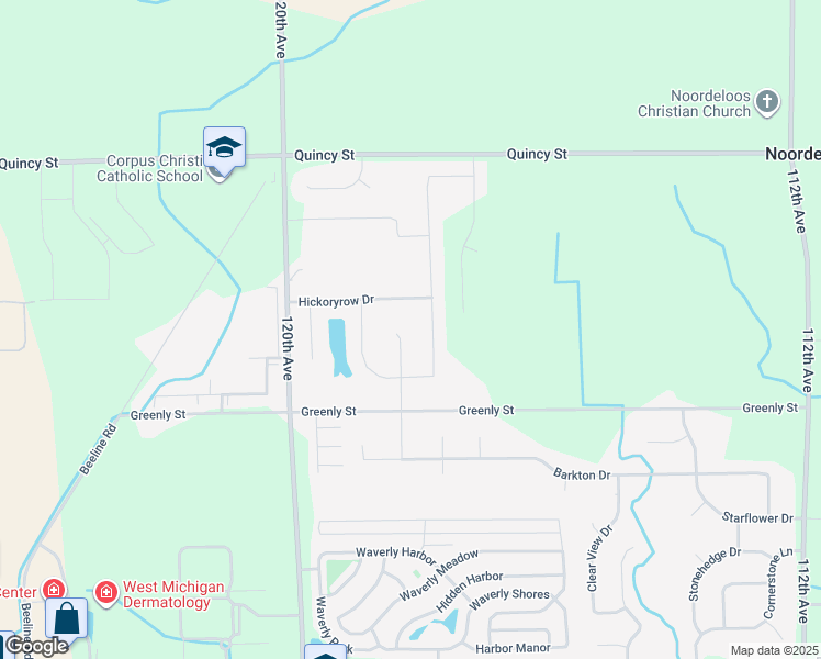 map of restaurants, bars, coffee shops, grocery stores, and more near 11818 Hickoryrow Drive in Holland