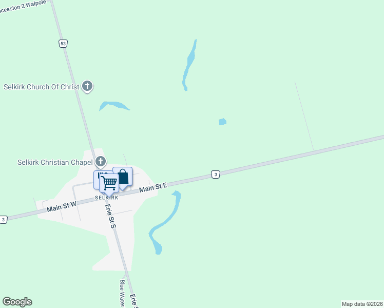 map of restaurants, bars, coffee shops, grocery stores, and more near 1 Rainham Road in Haldimand County