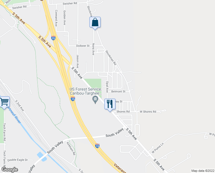 map of restaurants, bars, coffee shops, grocery stores, and more near 4274 Opal Avenue in Pocatello
