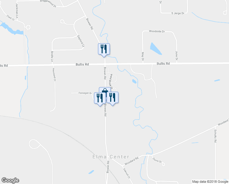 map of restaurants, bars, coffee shops, grocery stores, and more near 9 Old Mill Circle in Elma Center