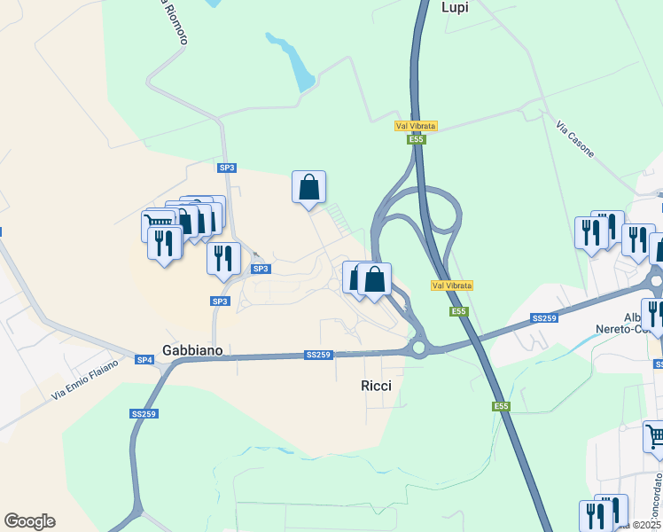 map of restaurants, bars, coffee shops, grocery stores, and more near Contrada Vibrata in Teramo