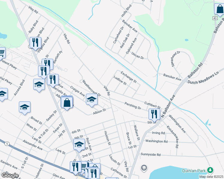 map of restaurants, bars, coffee shops, grocery stores, and more near 3 Cuthbert Street in Scotia