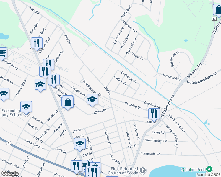 map of restaurants, bars, coffee shops, grocery stores, and more near 3 Cuthbert Street in Scotia