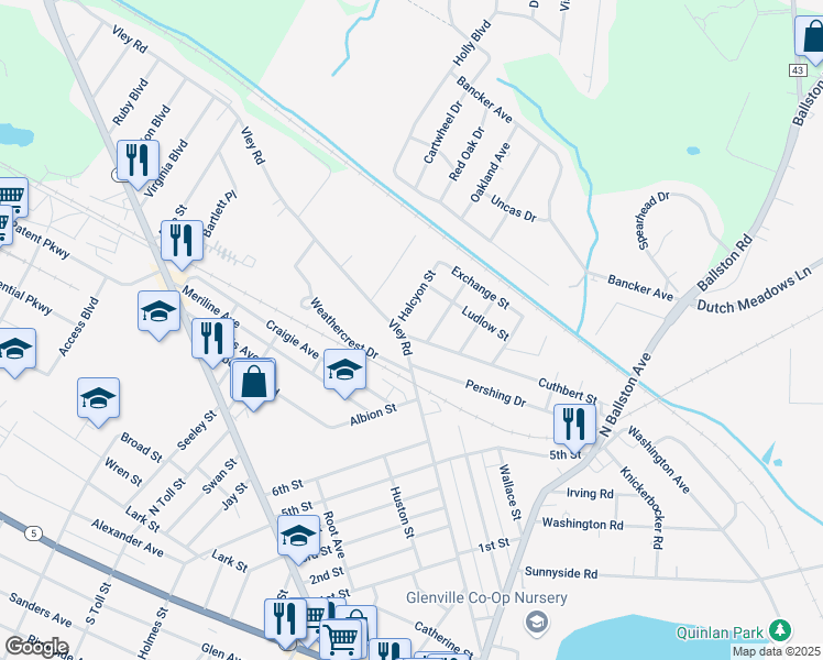 map of restaurants, bars, coffee shops, grocery stores, and more near 3 Cuthbert Street in Scotia
