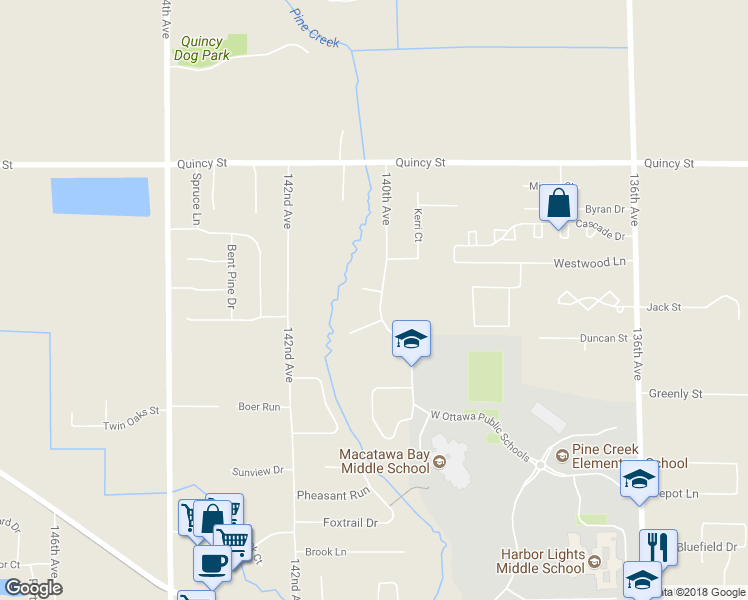 map of restaurants, bars, coffee shops, grocery stores, and more near 3793 140th Avenue in Holland