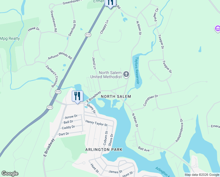 map of restaurants, bars, coffee shops, grocery stores, and more near 1 Mill Pond Road in Salem